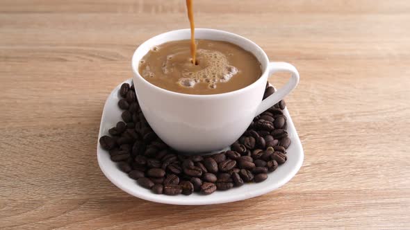 Coffee Being Poured Into Coffee Cup