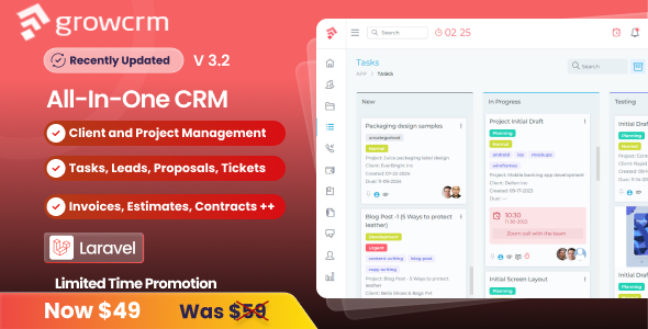 Grow CRM - Laravel Project Management