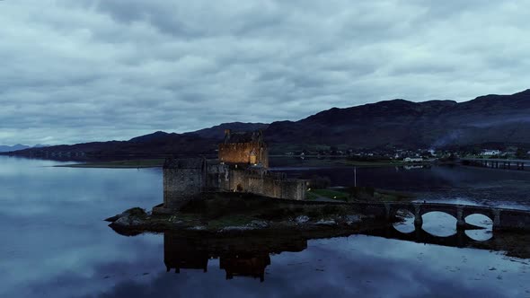 Castle at Donan Island and Clouds Reflecting on Loch Duich
