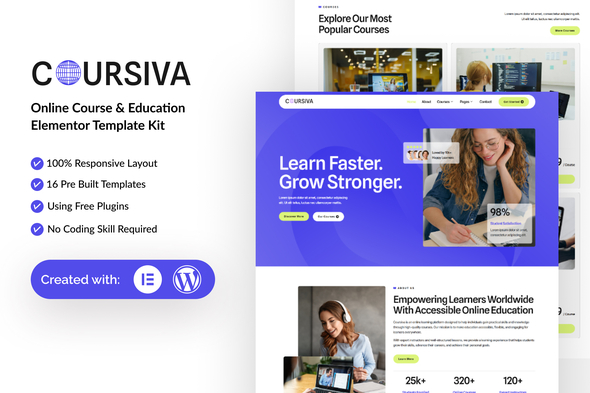 Coursiva - Online Course & Education Elementor Template Kit