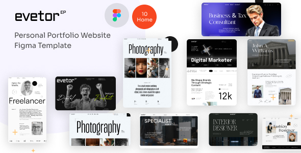 Evetor - Personal Portfolio Website Figma Template