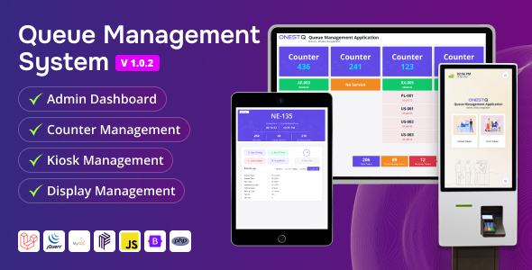 OnestQ – Queue & Token Management System with Kiosk, Counter & Display - Full Application Package