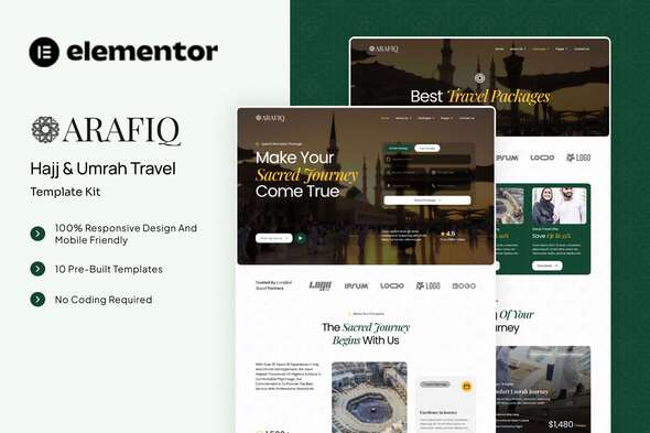 Arafiq - Hajj & Umrah Travel Elementor Template Kit