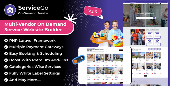 ServiceGo - Multi Vendor On-Demand Service & Handyman Booking Marketplace