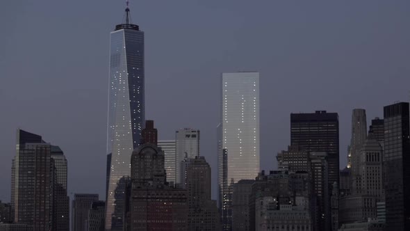 USA, New York, New York City, Manhattan skyscrapers at twilight