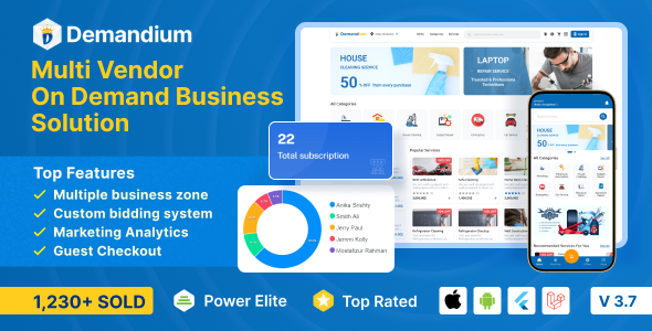 Demandium - Multi Provider On Demand, Handyman, Home service App with admin panel