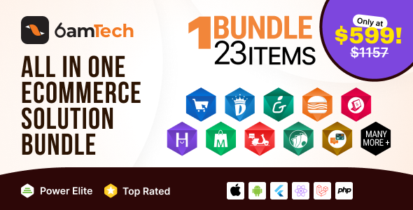 6amTech eCommerce solution bundle - All modules of 6amMart, 6Valley, StackFood, Demandium and more