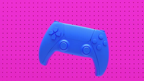 Abstract blue game joystick on pink textured background
