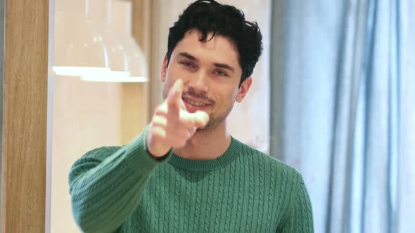 Pointing Toward Camera with Finger AfroAmerican Man Portrait