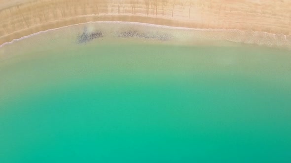 Aerial footage of a beautiful beach shore