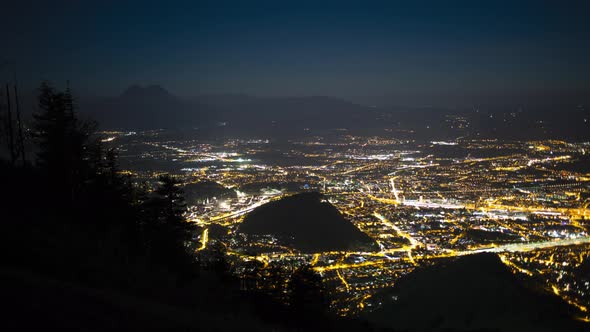 Night time lapse over Salzburg City