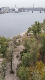 Vertical Video Aerial View of the Dnipro River  the Main River of Ukraine