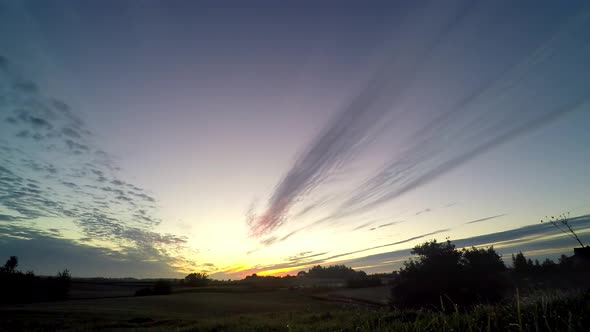 A timelapse of sunrise over the field, Poland