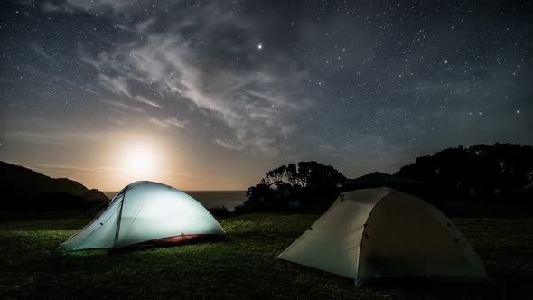 Camping in Tent Stars Sky Starry Night