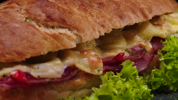 Sandwich with Salami, Cheese and Vegetables.