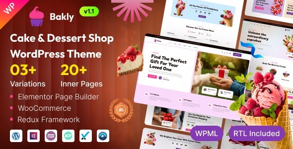 Bakly – Cake & Dessert Shop WordPress Theme
