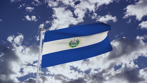 El Salvador Flag With Sky