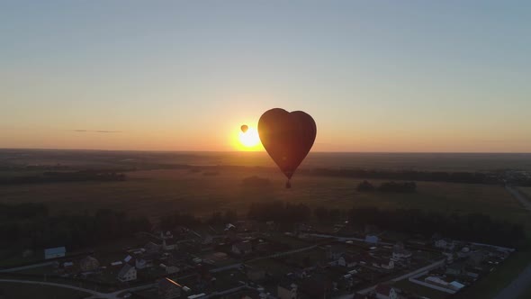 Hot Air Balloon Shape Heart in Sky