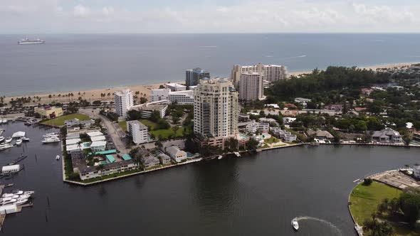 Aerial Drone Video Condominiums And Resorts Fort Lauderdale Beach Florida Usa