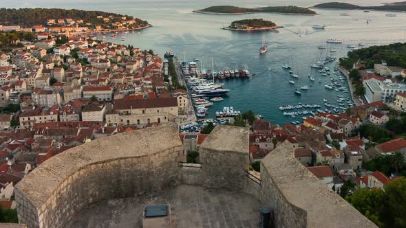 Day to Night Time Lapse of Hvar Town Croatia