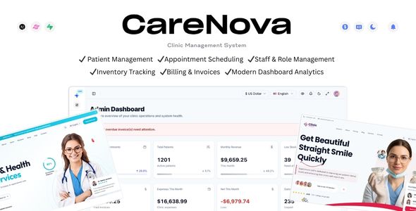 CareNova — Clinic & Medical Practice Management System | Next.js 14, Supabase, TypeScript