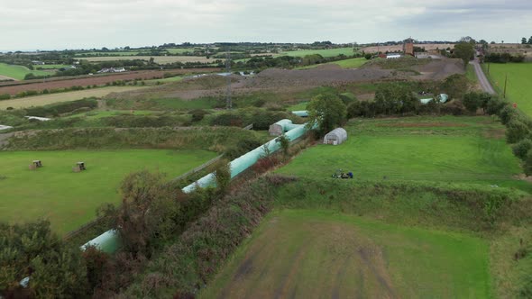 Aerial drone view of Irish countryside