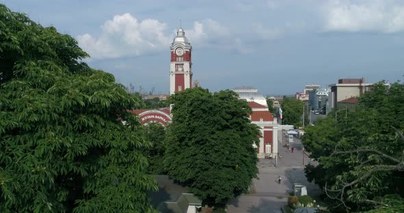 aerial footage of Varna central railway station. Varna is the sea capital of Bulgaria.