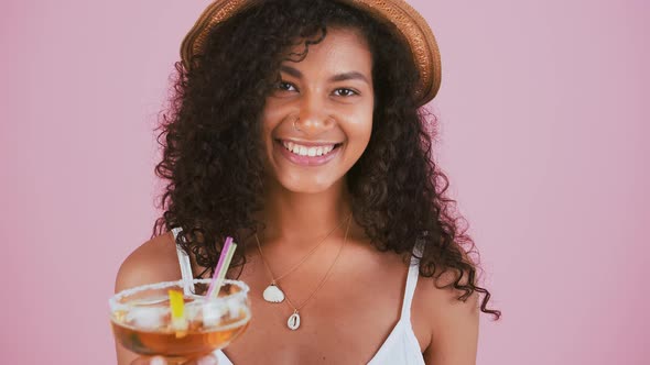 Africanamerican Lady in Hat White Dress