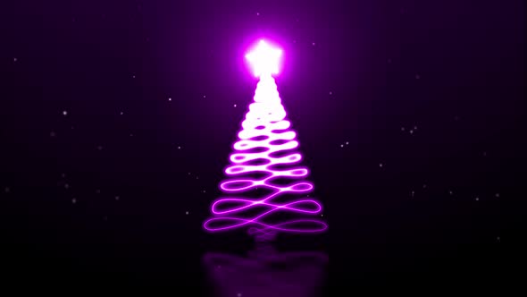 Neon Line Christmas Tree 03