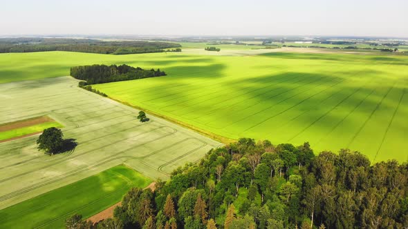 Aerial View Greenery And Farm Land In Europe