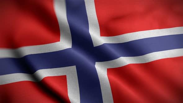 Norway Flag Closeup Blowing In Wind