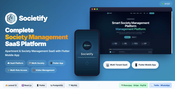 Societify – Society & Apartment Management SaaS with Flutter Mobile App (Laravel)