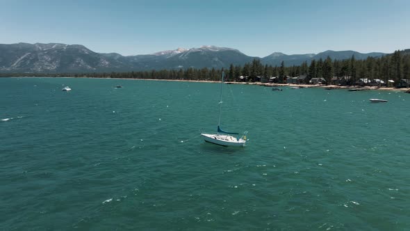 4K Tahoe Lake sail yacht