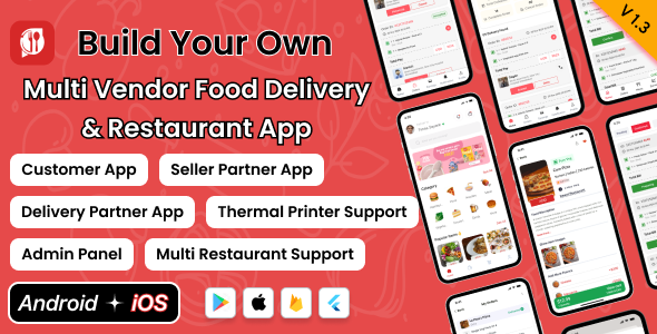 DTFood – Multi Restaurant Food Delivery App | Customer + Seller + Delivery Flutter App | Admin Panel