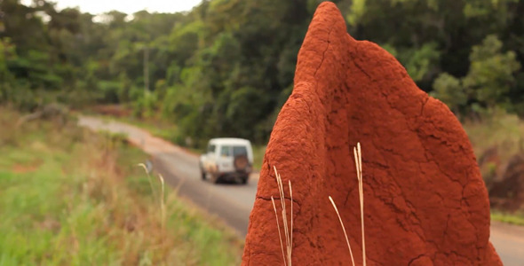 Huge Red Ant Hill with 4x4 Driving By
