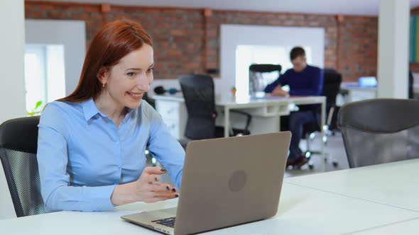 Female Worker Talking Via Skype