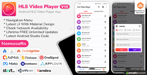 HLS Video Player Android App ( Online )