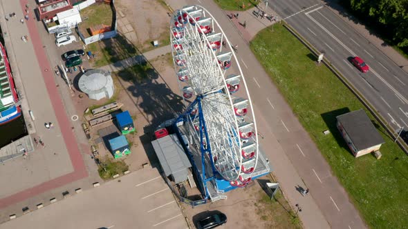 High Angle View of Rotating Ferris Wheel