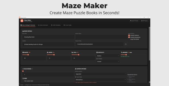 Maze Maker – Maze Puzzle Book Generator for Amazon KDP + Reseller License System