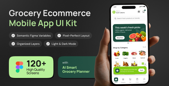 Groceria - Grocery App UI Kit with AI Grocery Planner