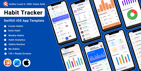 Habit Tracker SwiftUI iOS App Template | Daily Routines & Productivity Builder