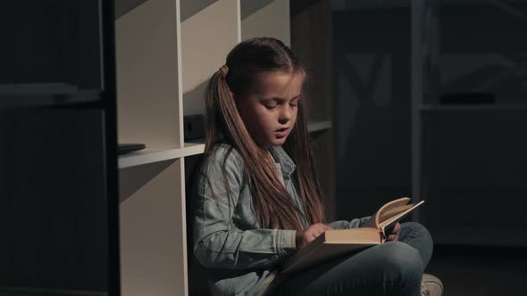 Child Leisure Passion for Books Girl Reading at Night