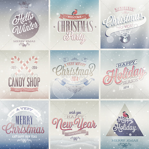 Christmas Set of Labels and Emblems