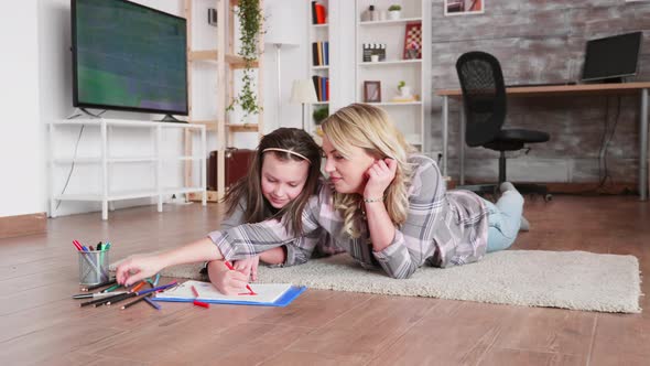 Little Girl and Mother Bonding