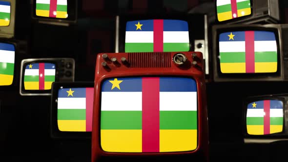 Flag of the Central African Republic and Retro TVs.