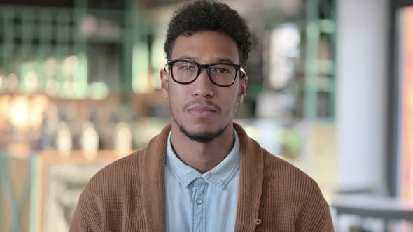 Portrait Young African Man Looking Camera