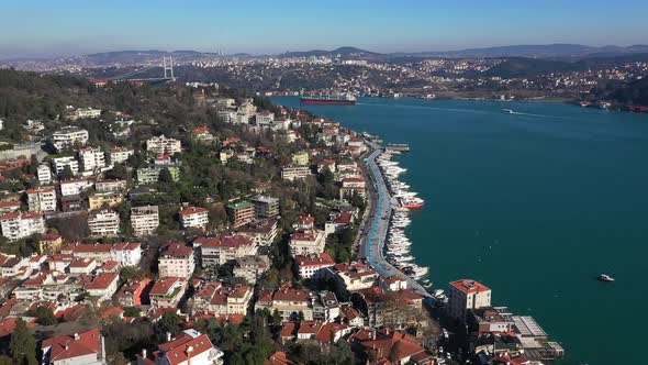 Istanbul Bebek Bosphorus Aerial View And Bridge