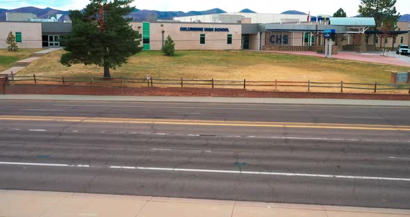 Columbine High School in Colorado drone videoing up close.