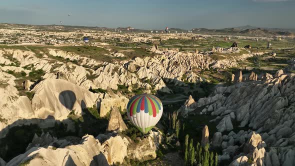 Aerial view Hot air baloons in Turkey 4 K