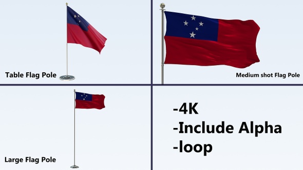 Samoa Flag Pole Pack 4k-Loop